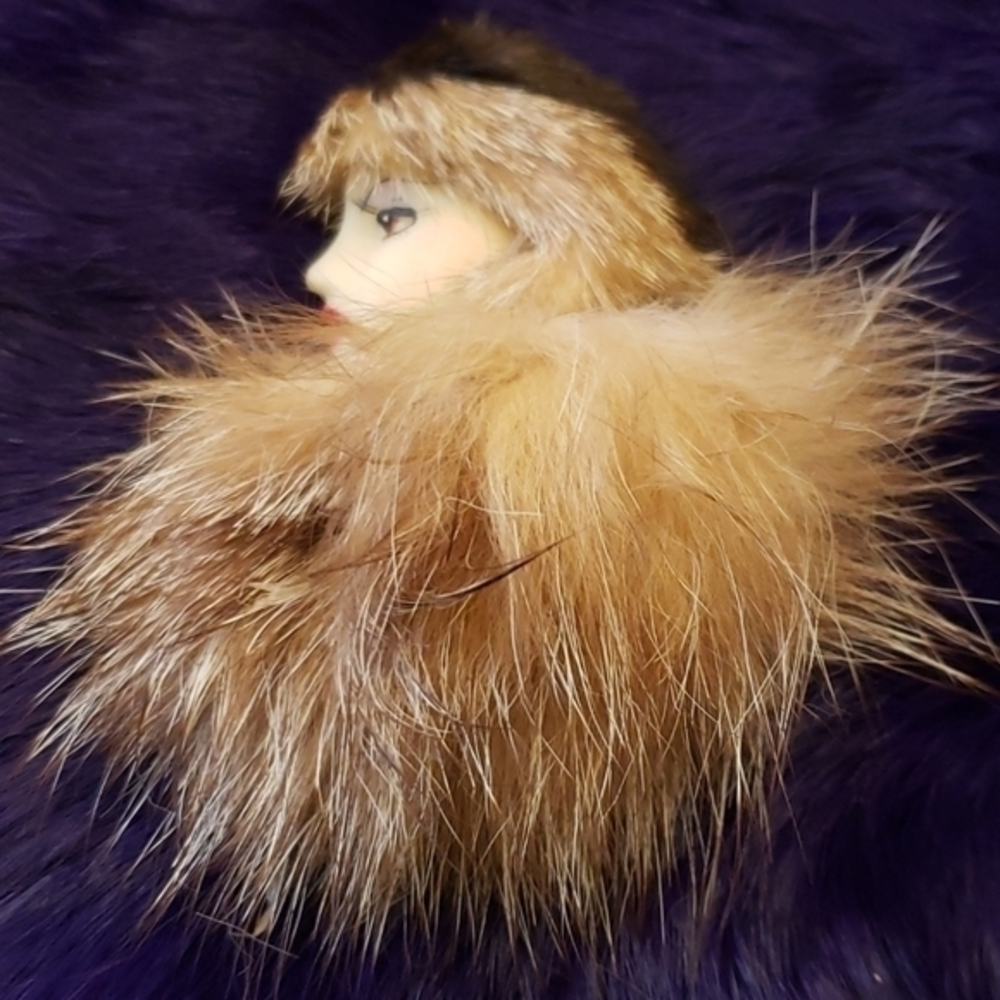 Large Brown Ranch Mink Woman Brooch